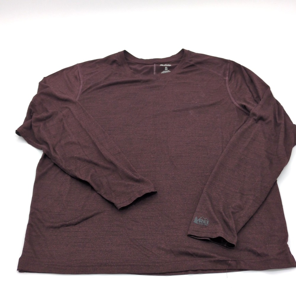 REI Co-Op Mens Midweight Long Sleeve Base Layer Shirt Burgundy Red Polyester XL